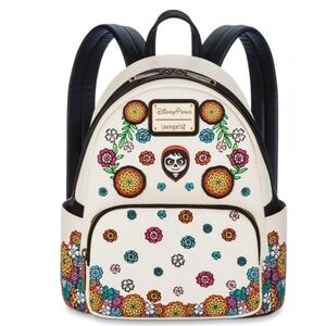 Disney Parks Loungefly  Cream Floral Coco Embroidered Mini Backpack